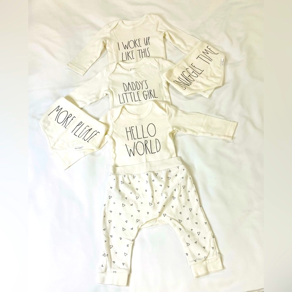 Rae Dunn 8-Piece Baby L/S Bodysuits, Pant & Bibs